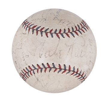 1933 New York Yankees Team Signed OAL Harridge Baseball With 23 Signatures Including Ruth & Gehrig (JSA)